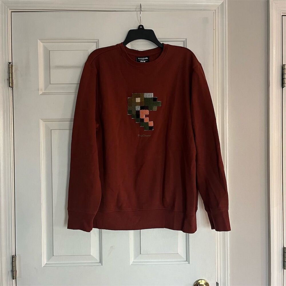 Twitch Unisex Crewneck Sweater L Brown Pog Pixel Gaming Pullover